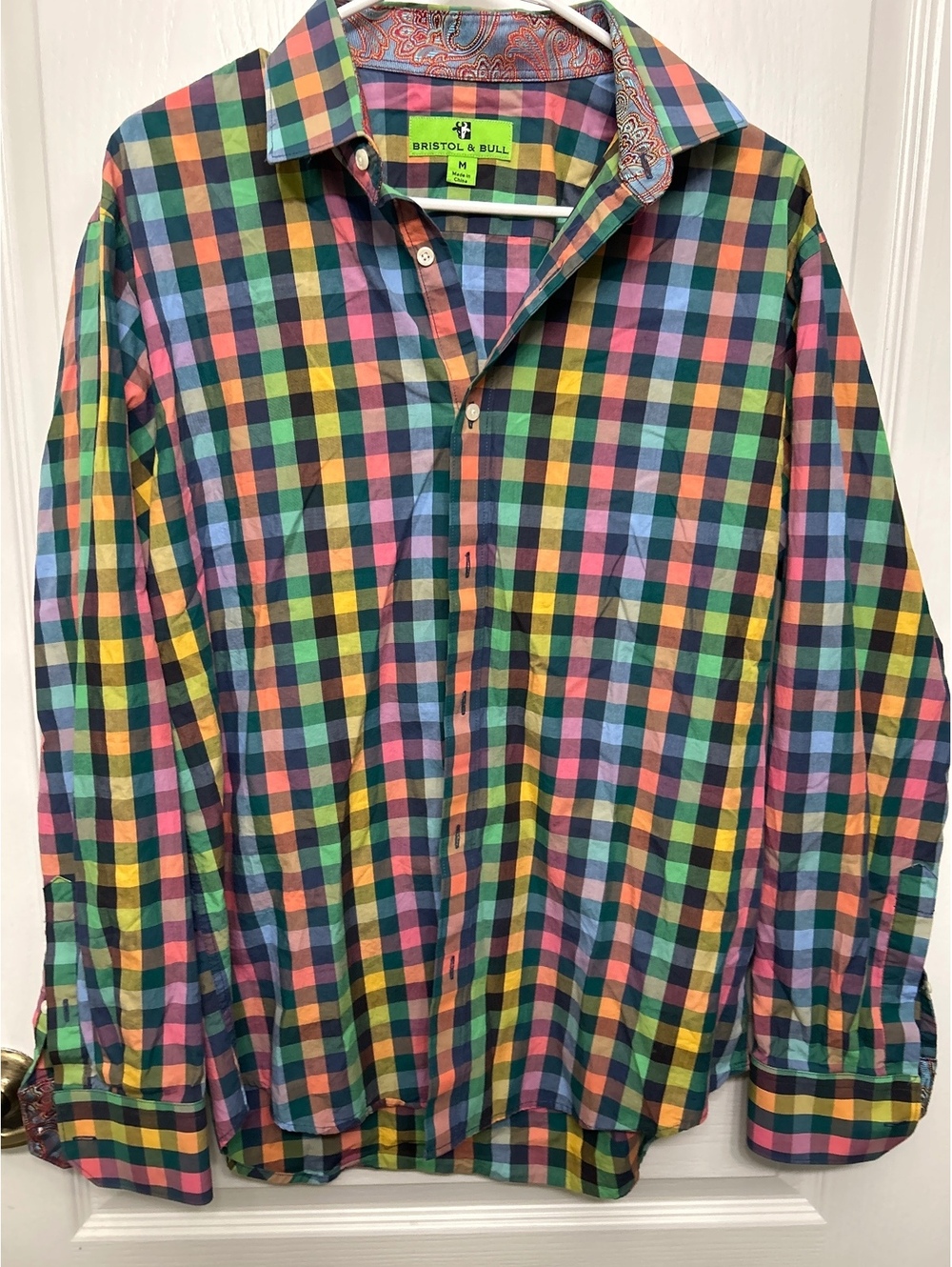 Bristol & Bull Men's Medium Multicolor Checkered Button-Up Shirt